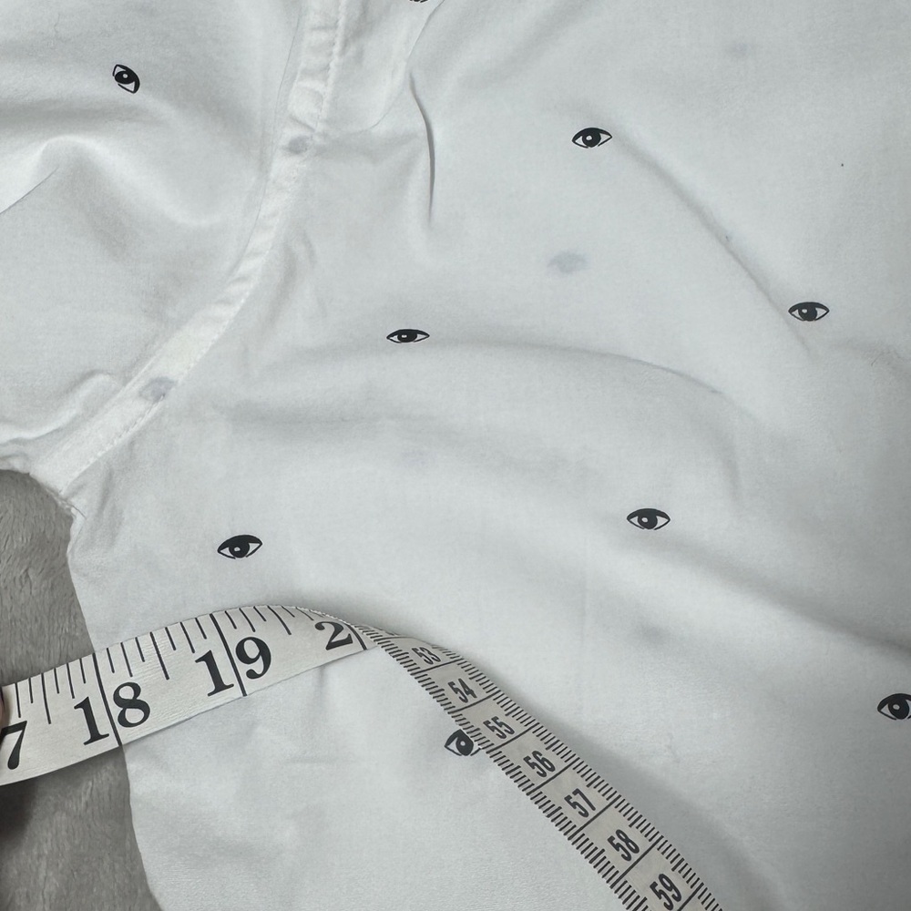 Kenzo Paris White Multi Eye Cotton Poplin Blend Slim Fit Collared Shirt 42-16.5 - Picture 12 of 16